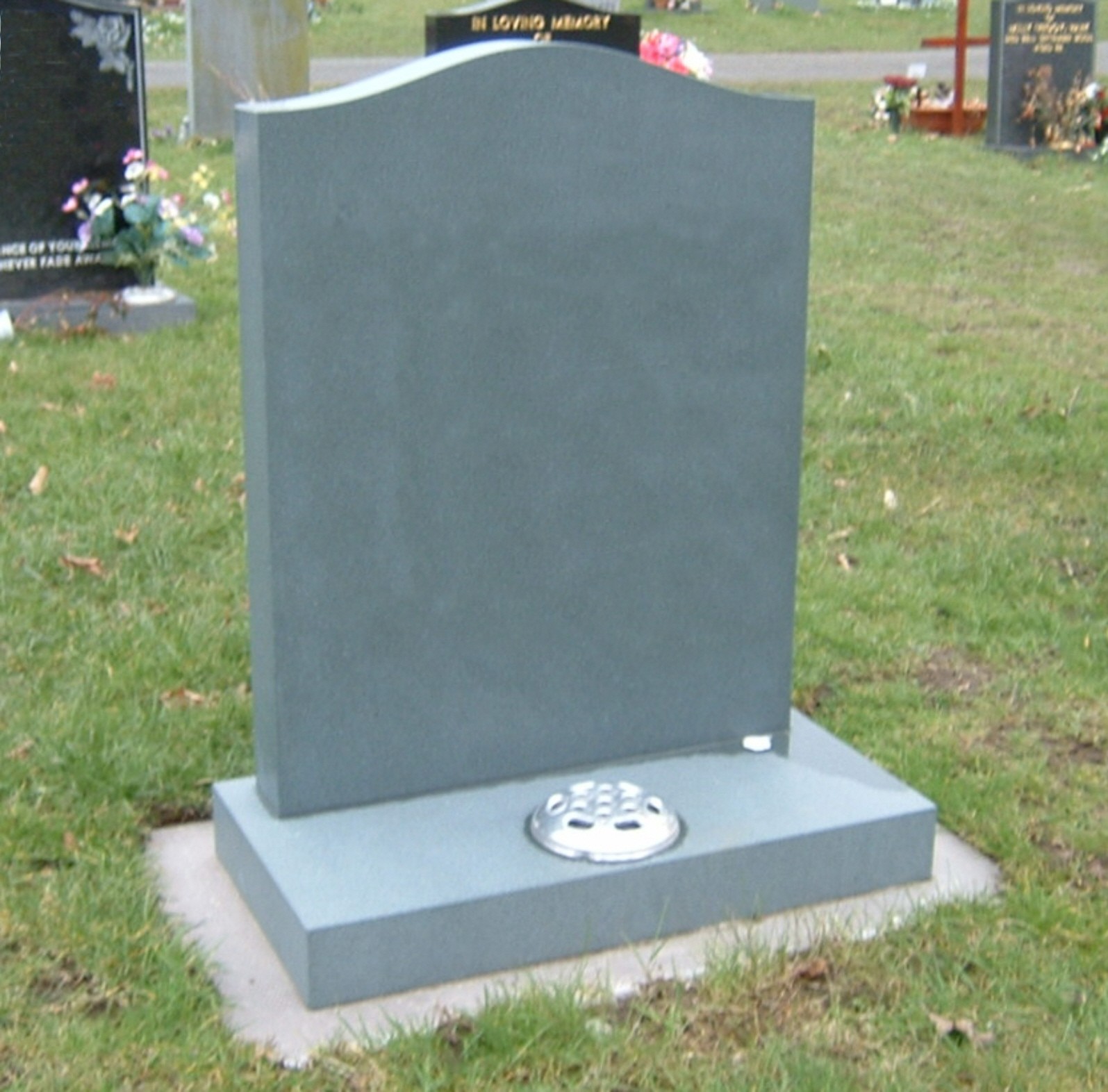 PJ20 - Ever green granite can be a more economical alternative to slate accepted in the Kendal diocese of Churchyard regulations.  Slate Green, Bespoke, Headstones, Lawn Memorials