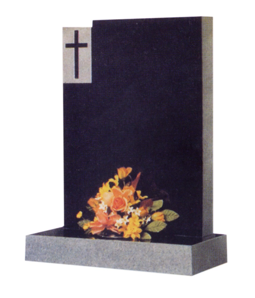 RL178G - This classic square top with check and cross design available in any stone type. Lawn Memorial, Headstone