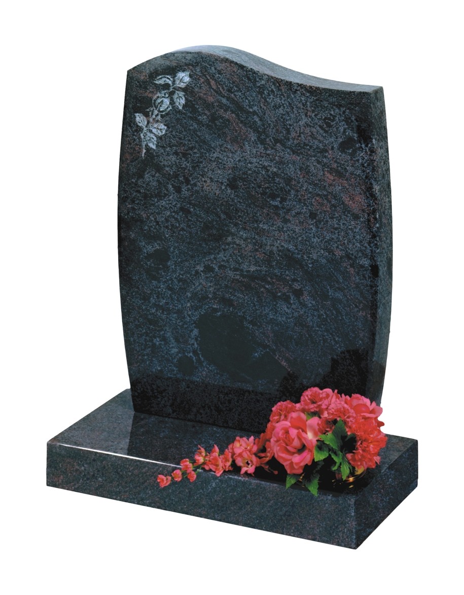 RL405 - This serpentine shape with barrel sides complements the design shown here on the left giving more room for the inscription. Lawn Memorial, Headstone