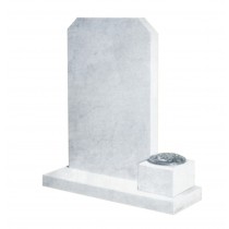 L68 - Carrera white marble memorial with a flower vase set to the right more room for inscription, Lawn Memorial, Headstone