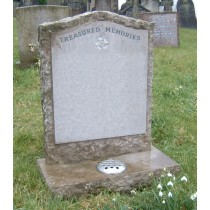 PJ22 - UK sourced limestone showing a hand carved design with lead filled hand carved letters.  Bespoke Headstones, Lawn Memorials