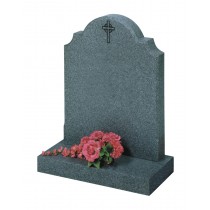 RL303 - A prominent shape with neatly defined chamfers shown here in honed Karen grey granite. Comes with or without the Celtic cross design. Lawn Memorial, Headstone