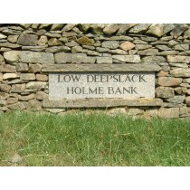 Stone with Hand Cut Letters, engraved and painted Name Plate.