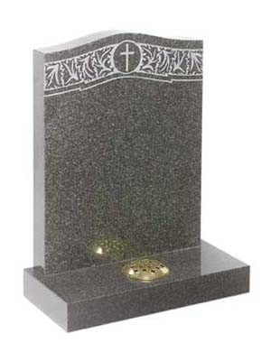 RL158G - A larger headstone to show this intricate design on Dark grey granite. Lawn Memorial, Headstone