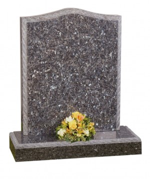 TM902 - Shown here with an ogee top with an ornate rope design on a blue pearl memorial available in all colours of granite. Lawn Memorial, Headstone